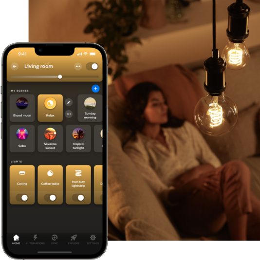 Výběr barvy světla pro odpočinek v mobilní aplikaci Philips Hue